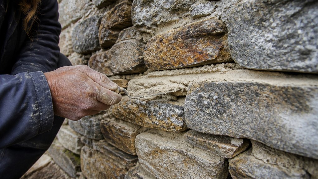 layered lime mortar filling